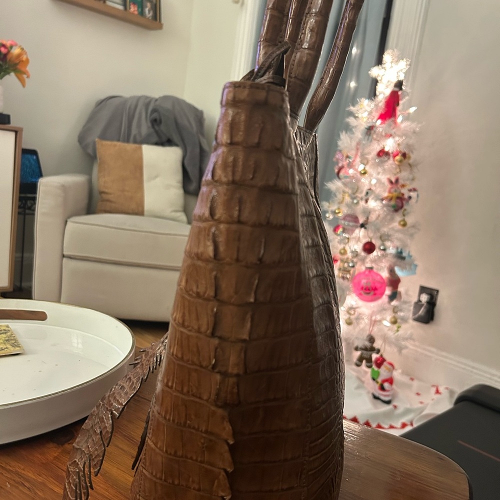 Brown Crocodile Pattern Handbag